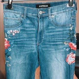 High Waisted Express Floral Jeans